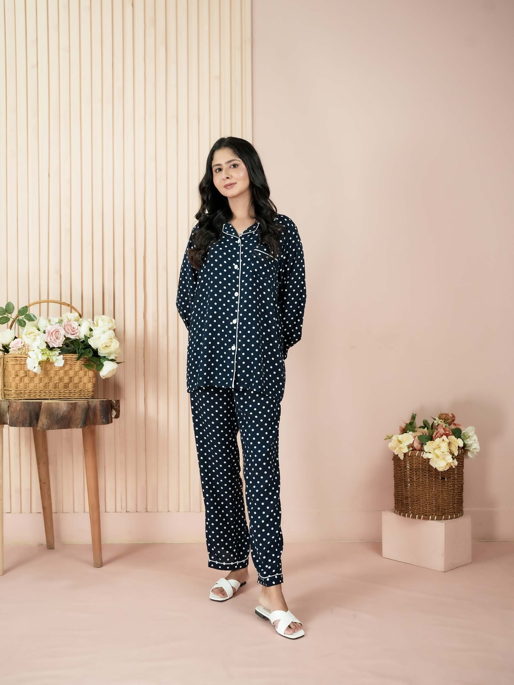 Midnight Dot Elegance PJ set