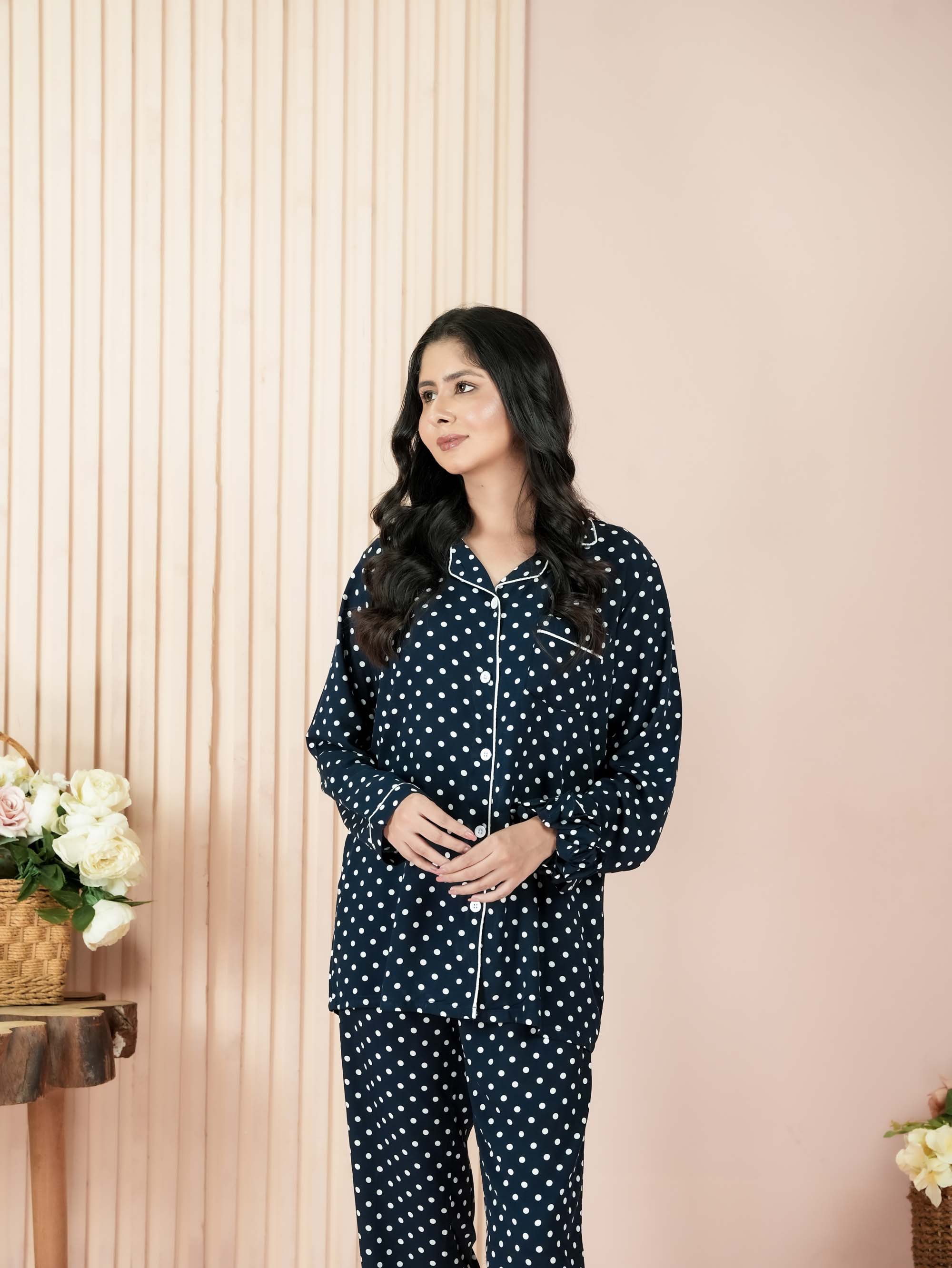 Midnight Dot Elegance PJ set