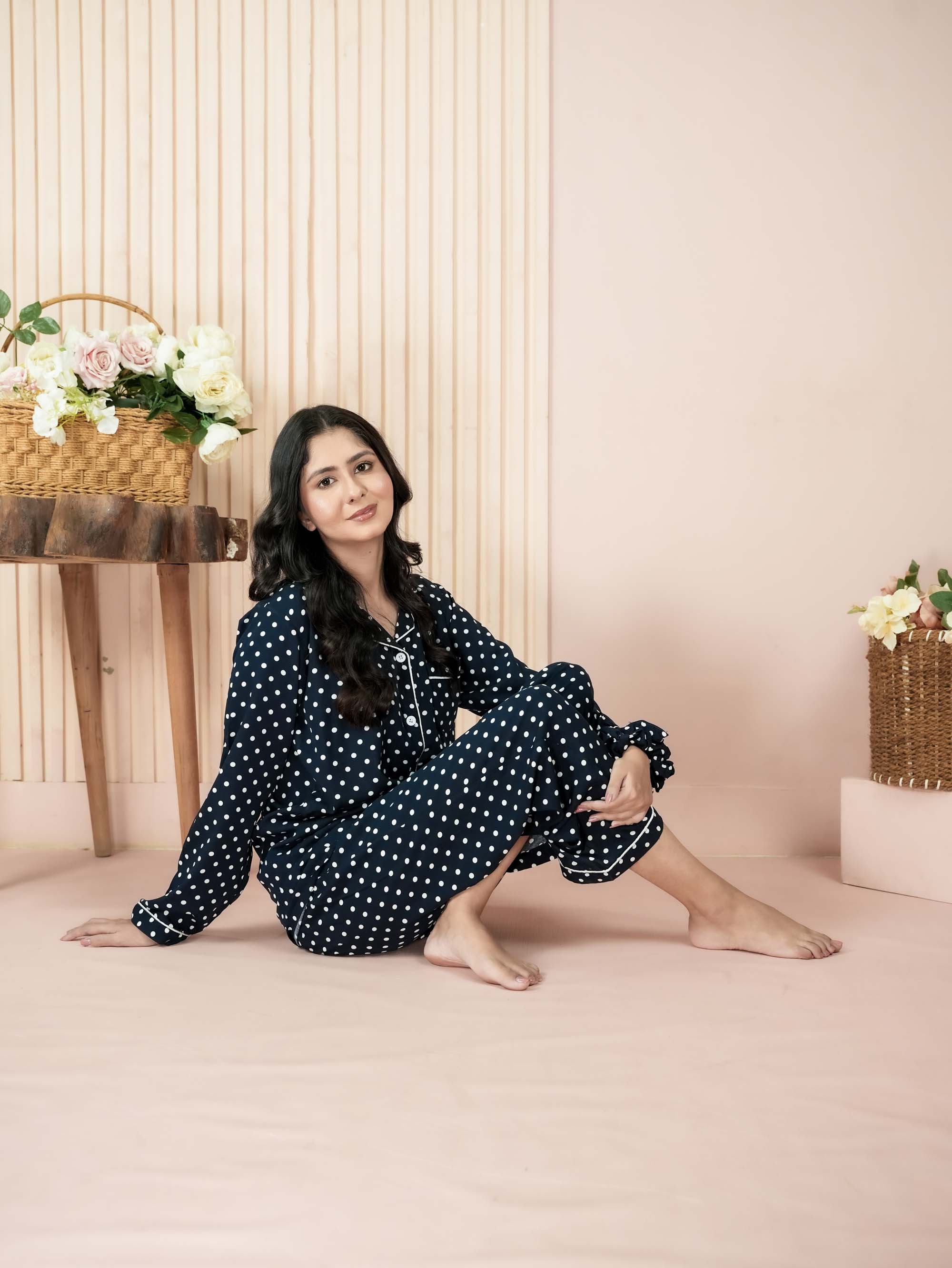 Midnight Dot Elegance PJ set