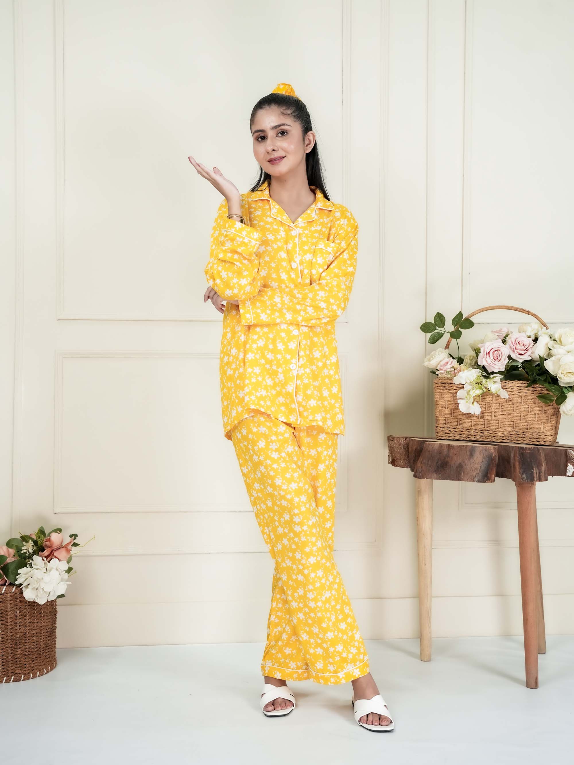 Yellow Floral PJ set