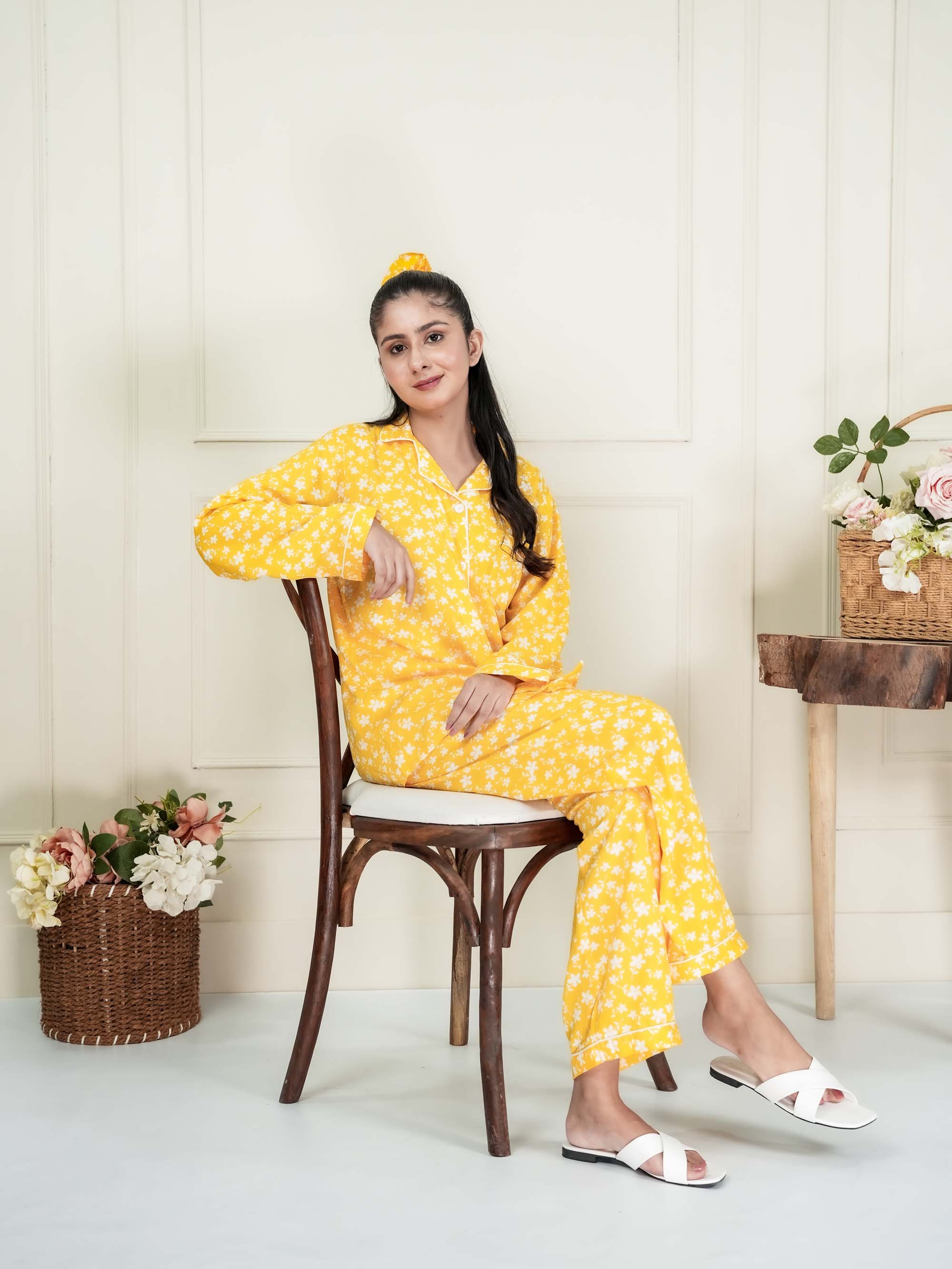 Yellow Floral PJ set