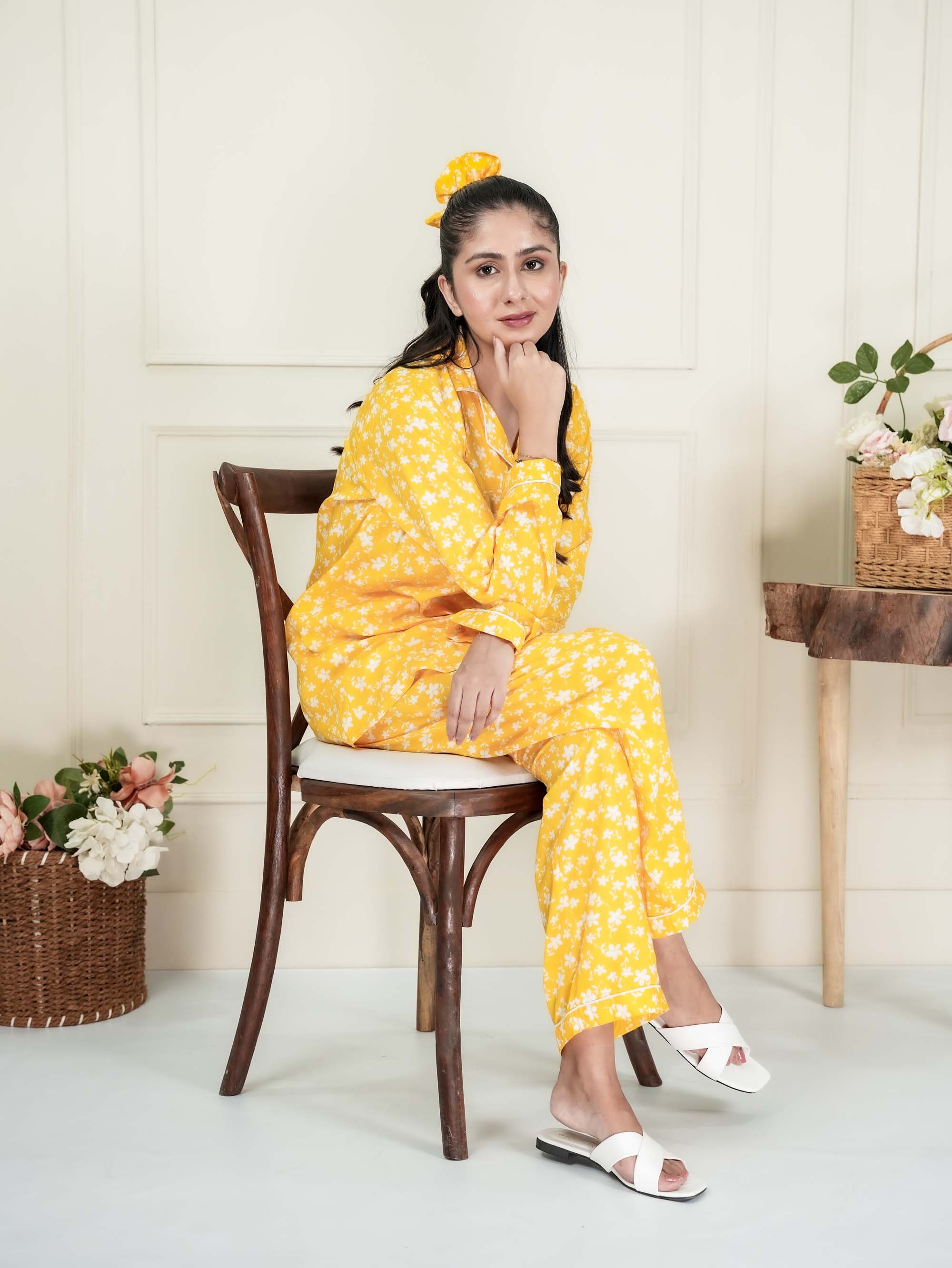 Yellow Floral PJ set