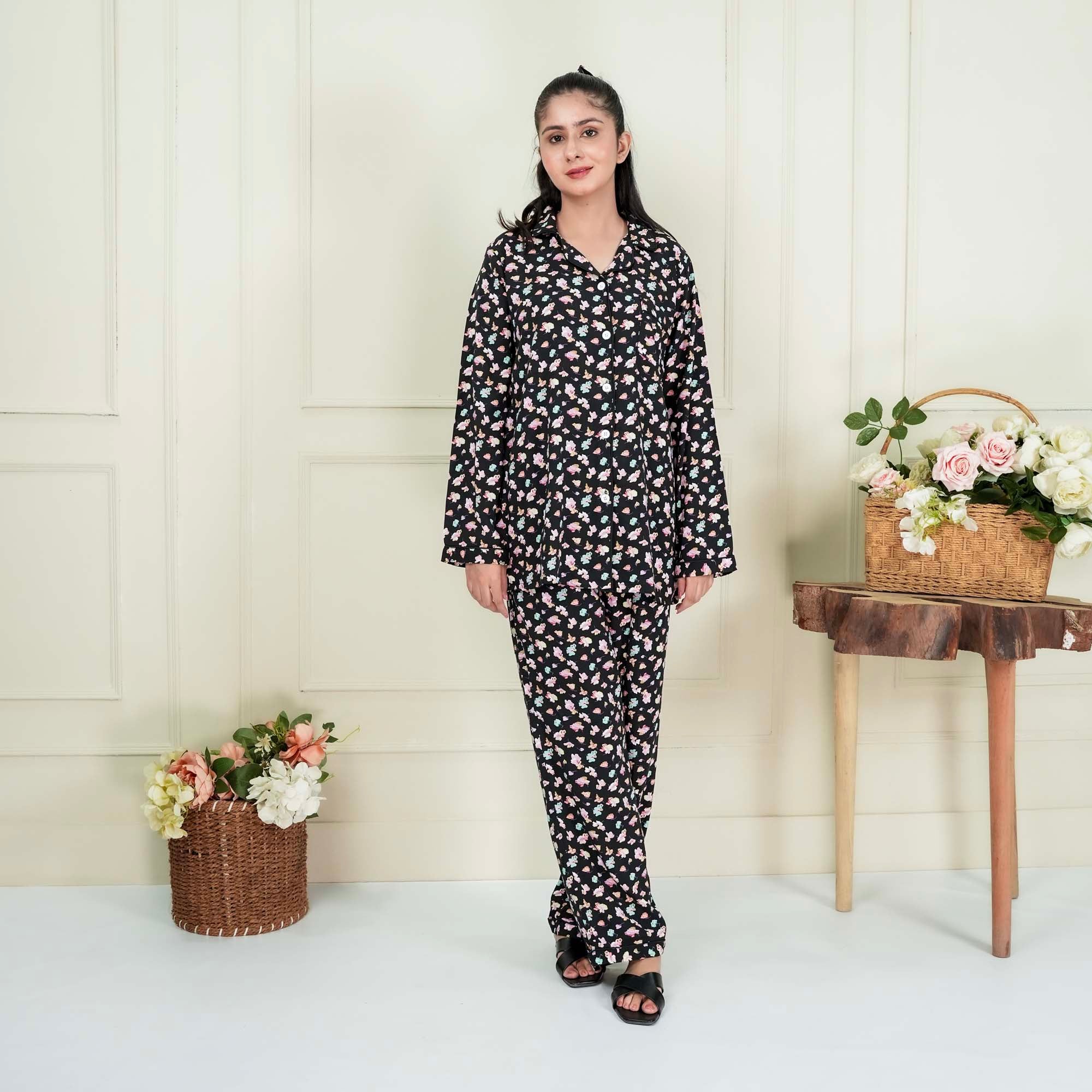 Noir & Blanc Floral PJ set