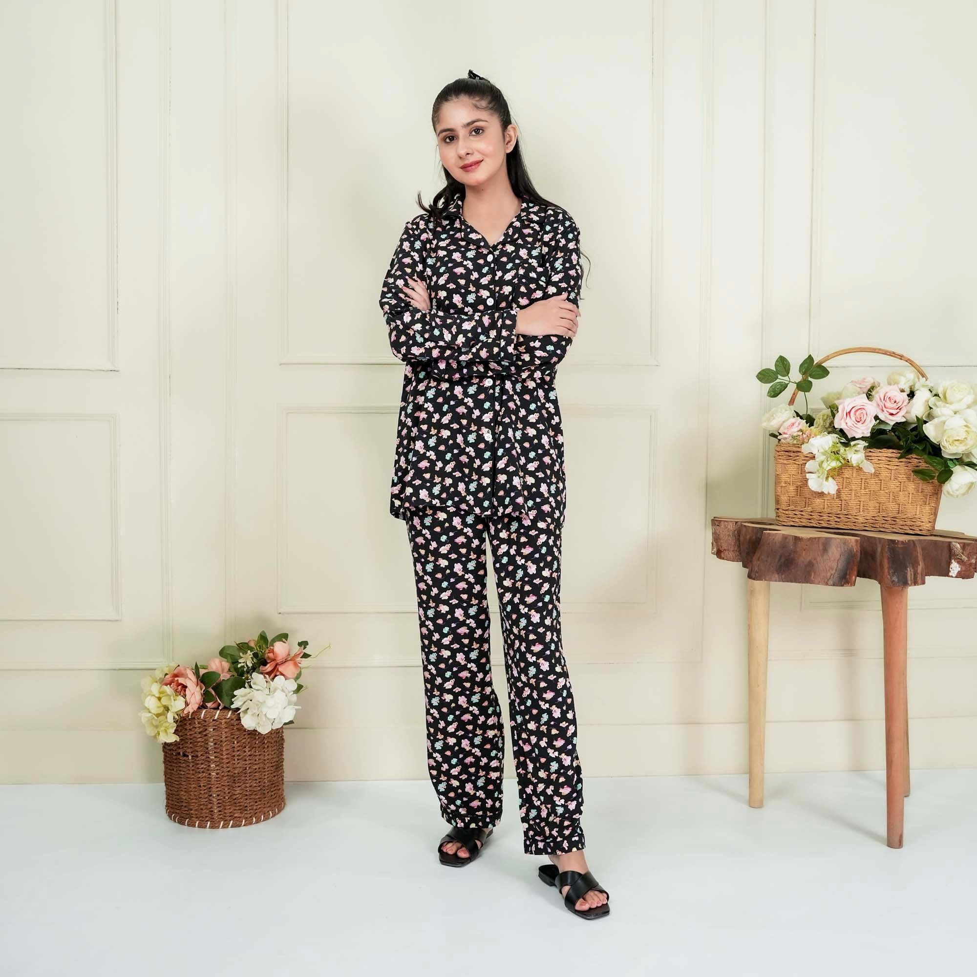 Noir & Blanc Floral PJ set