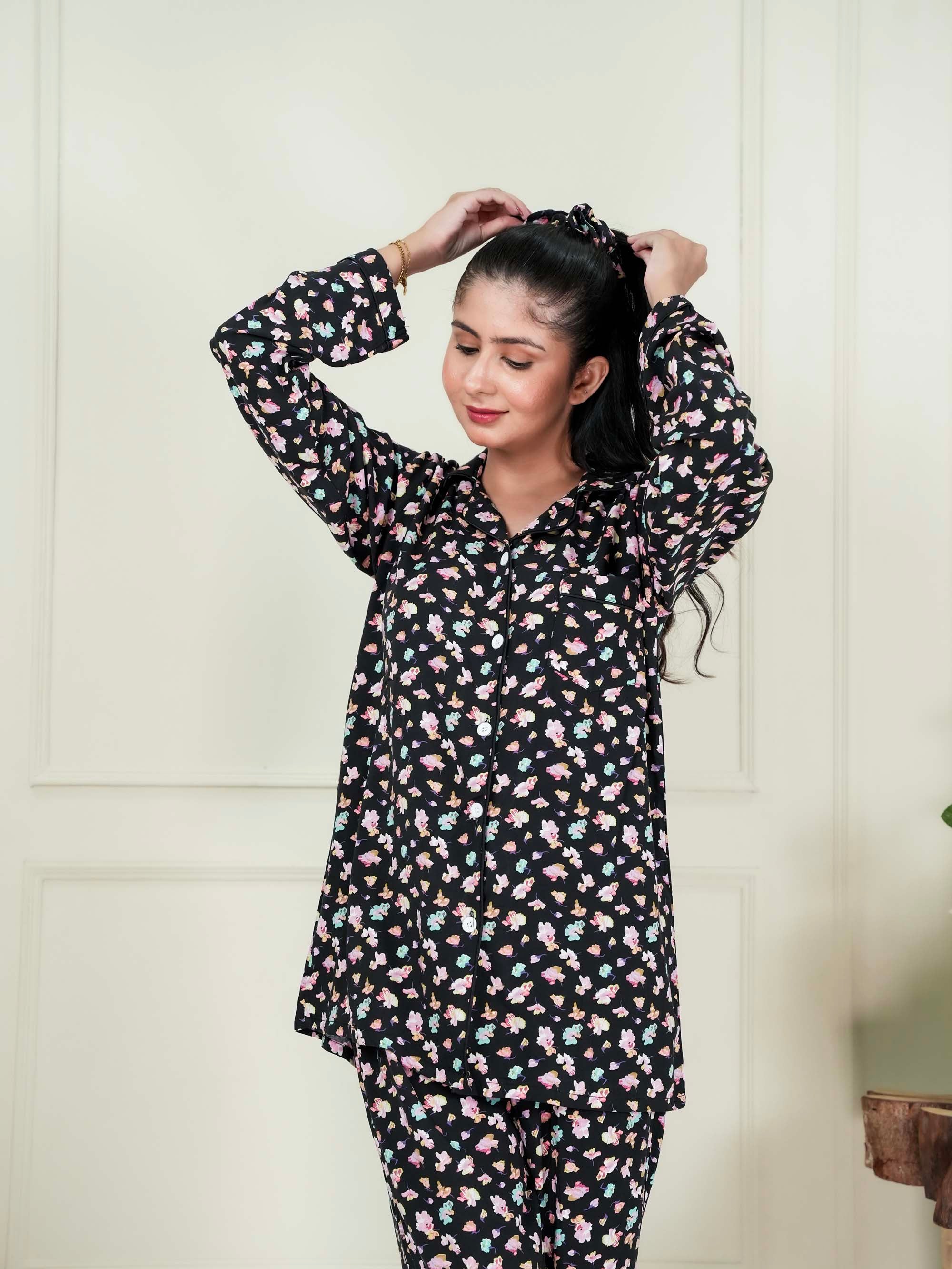 Noir & Blanc Floral PJ set