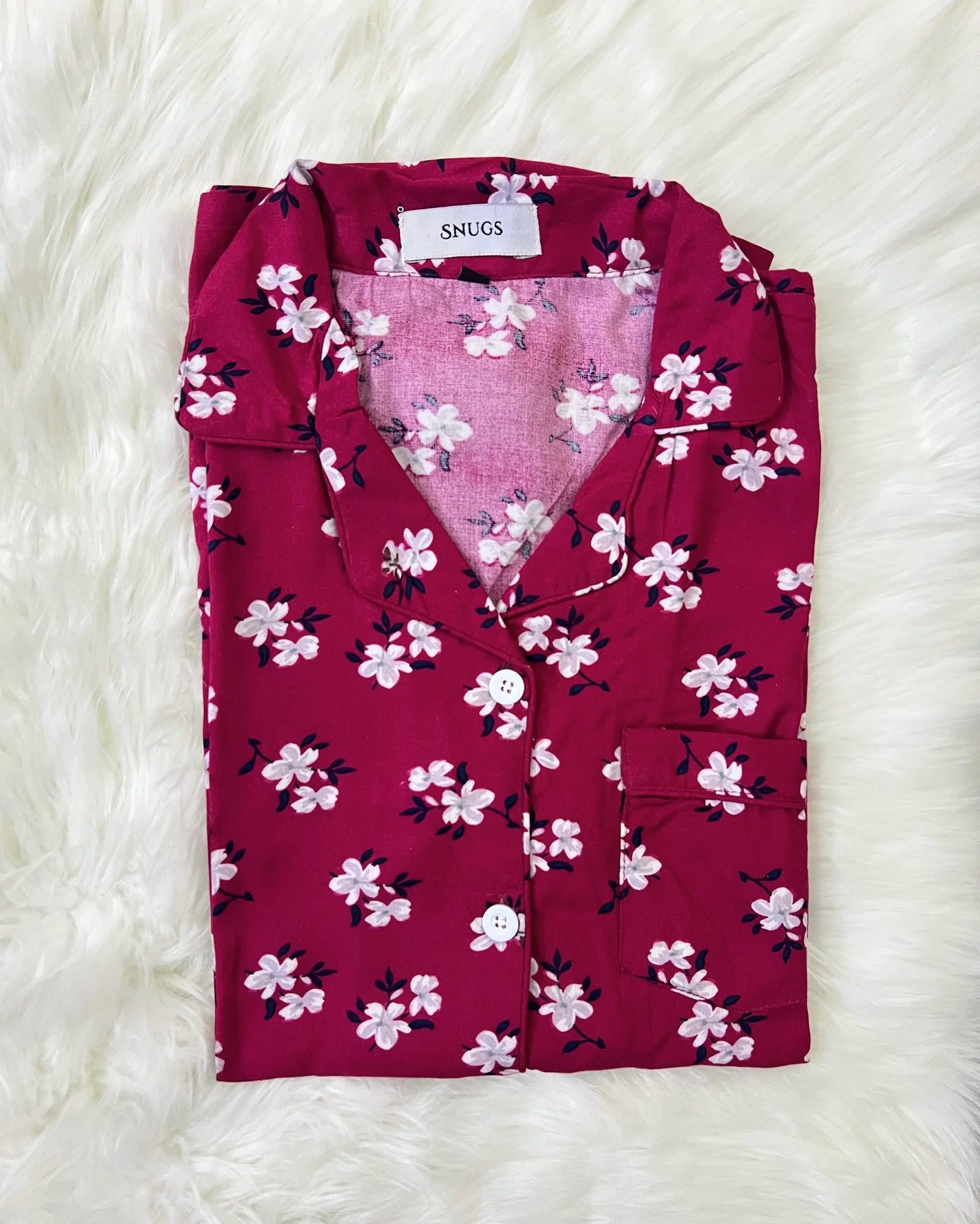 Maroon Flowers PJ Set